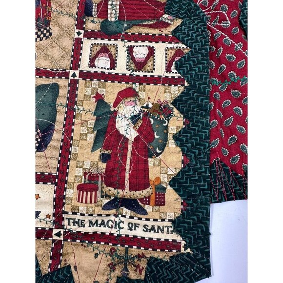 Handmade Reversible Women's Ugly Christmas Vest Folk Santa/Poinsettias Cotton XL - Picture 16 of 16